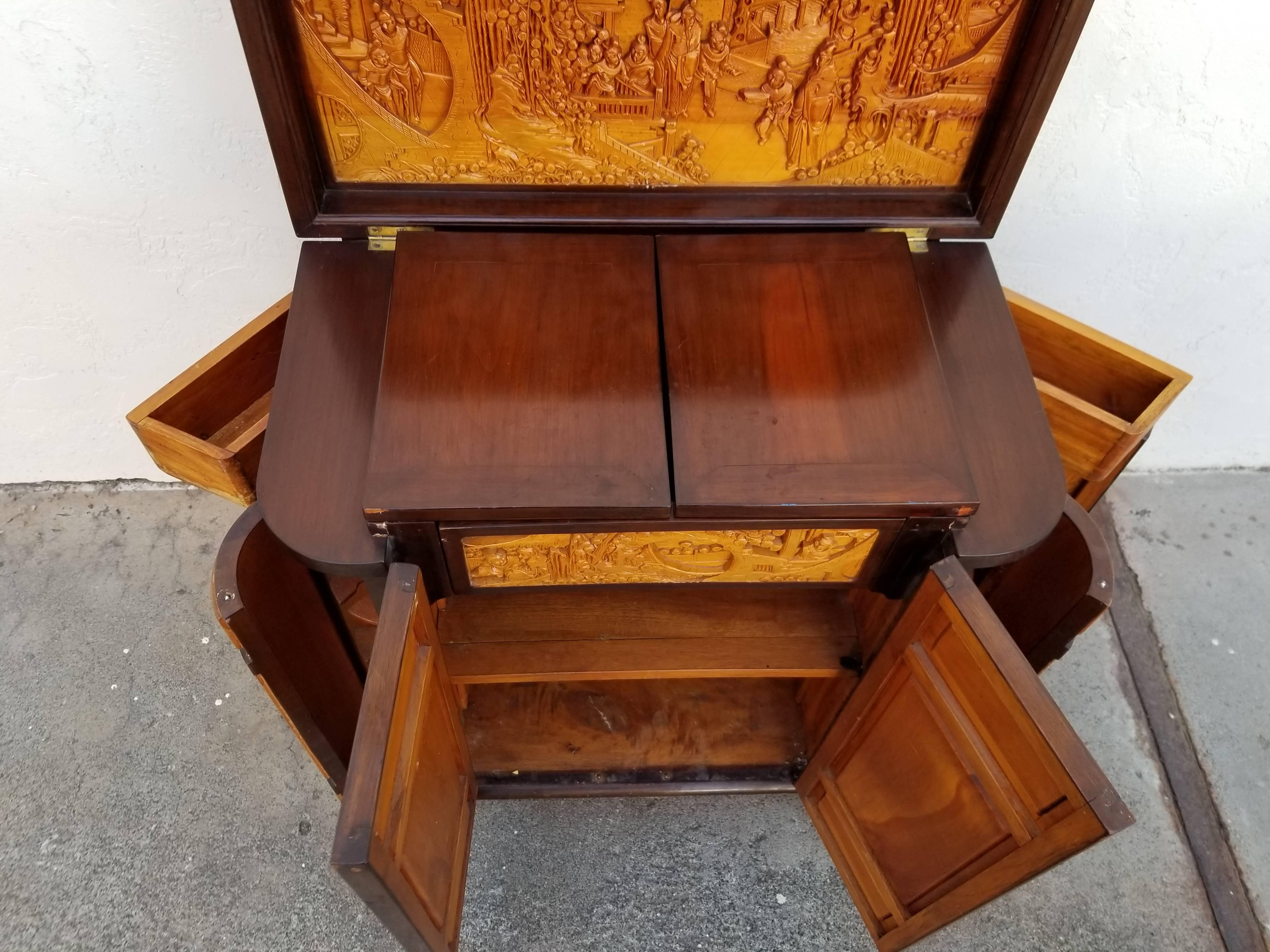 Wood Carved Chinese Dry Bar