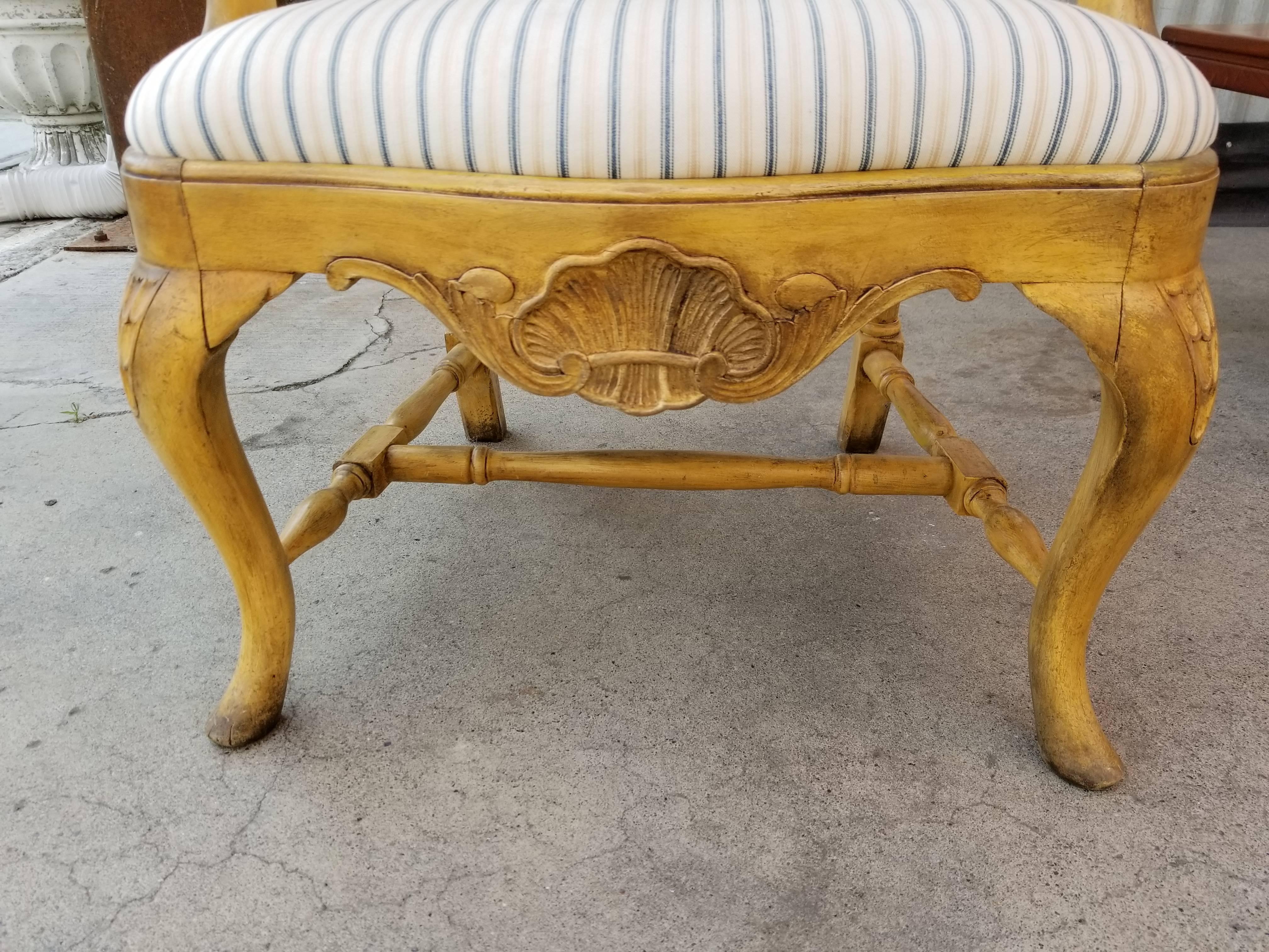 Rococo Style Hand-Carved Armchair In Excellent Condition For Sale In Fulton, CA