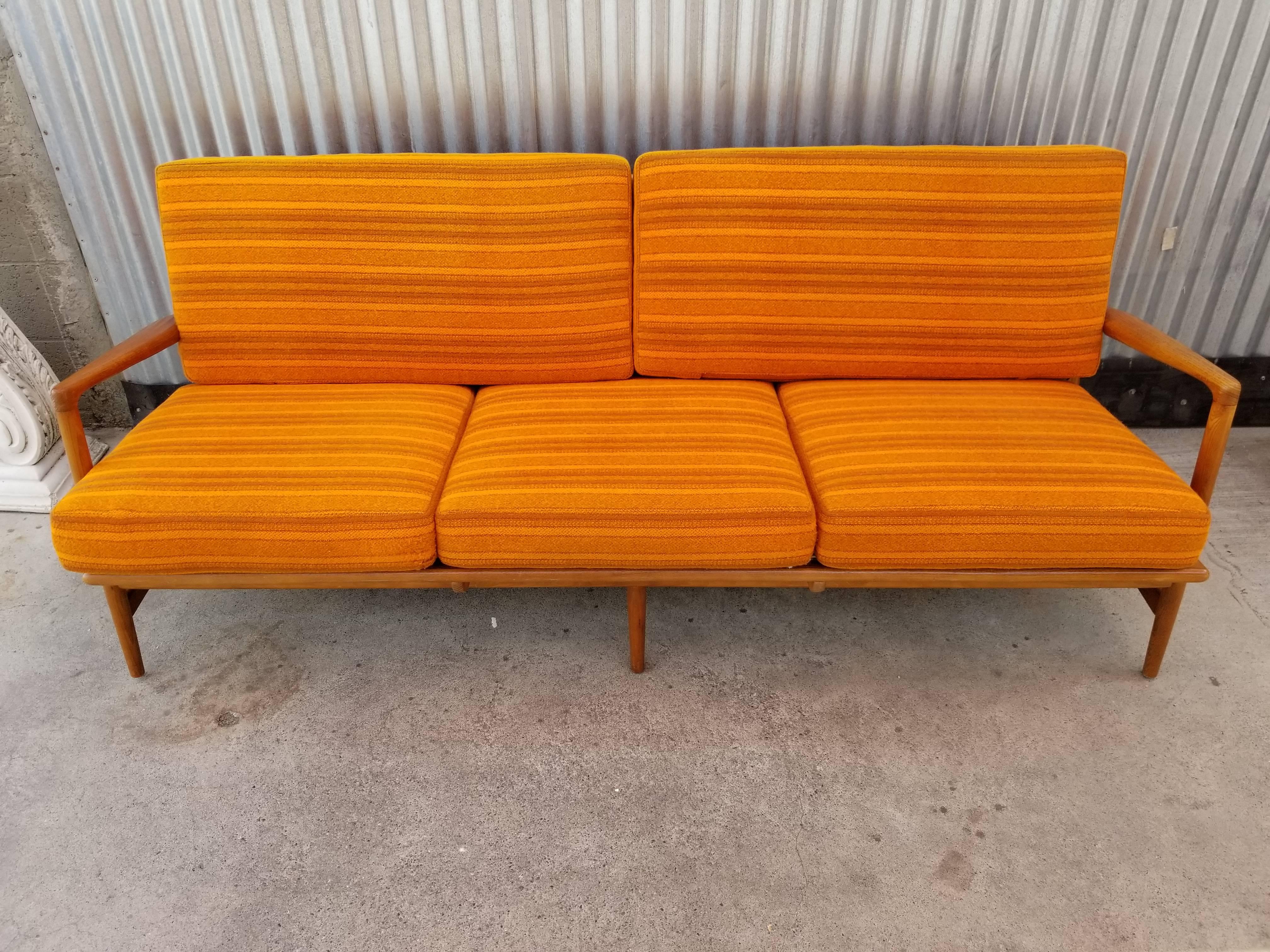 Fabric Ib Kofod-Larsen Teak Danish Modern Sofa