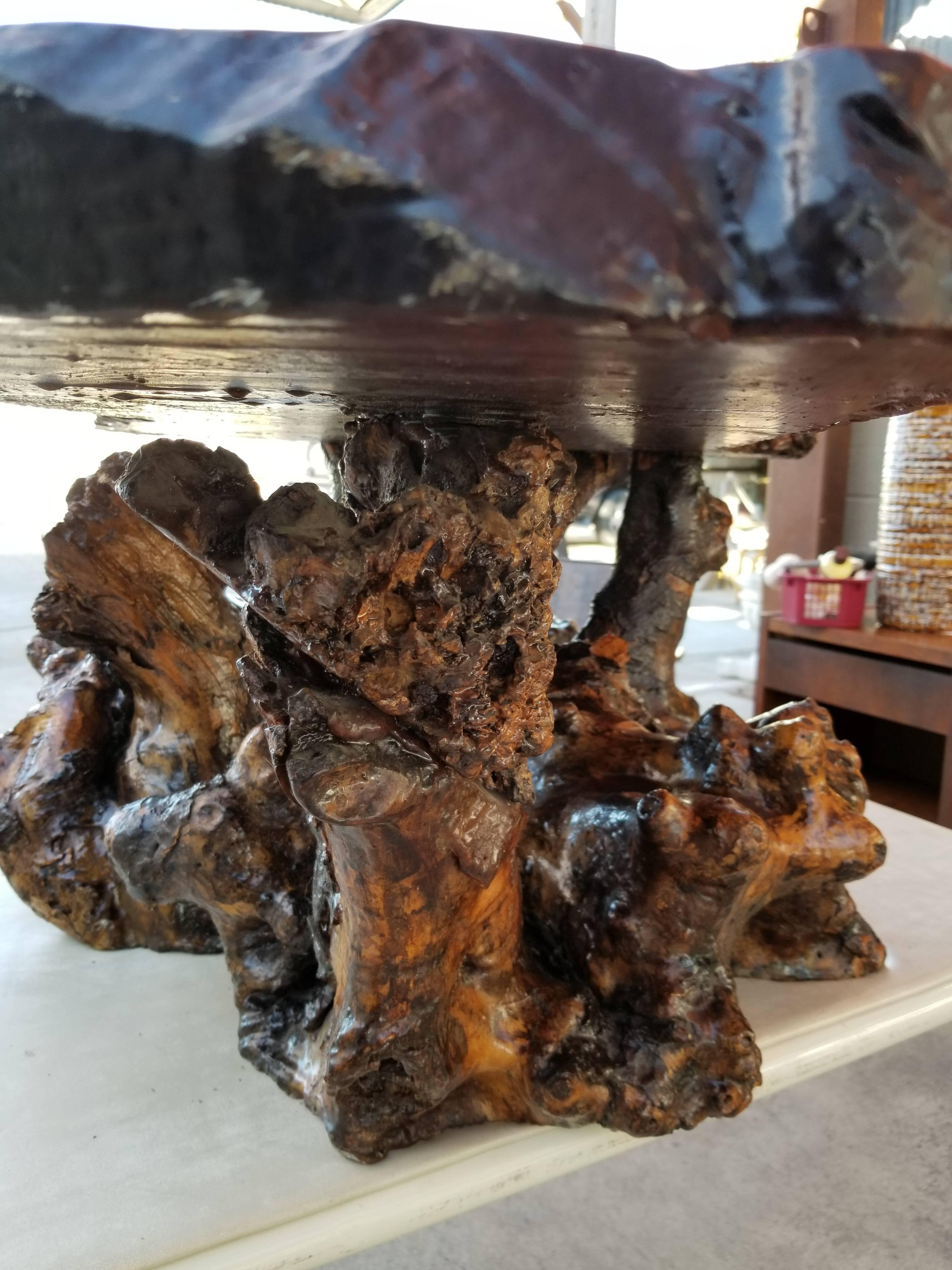 Redwood Burl Coffee Table In Good Condition In Fulton, CA