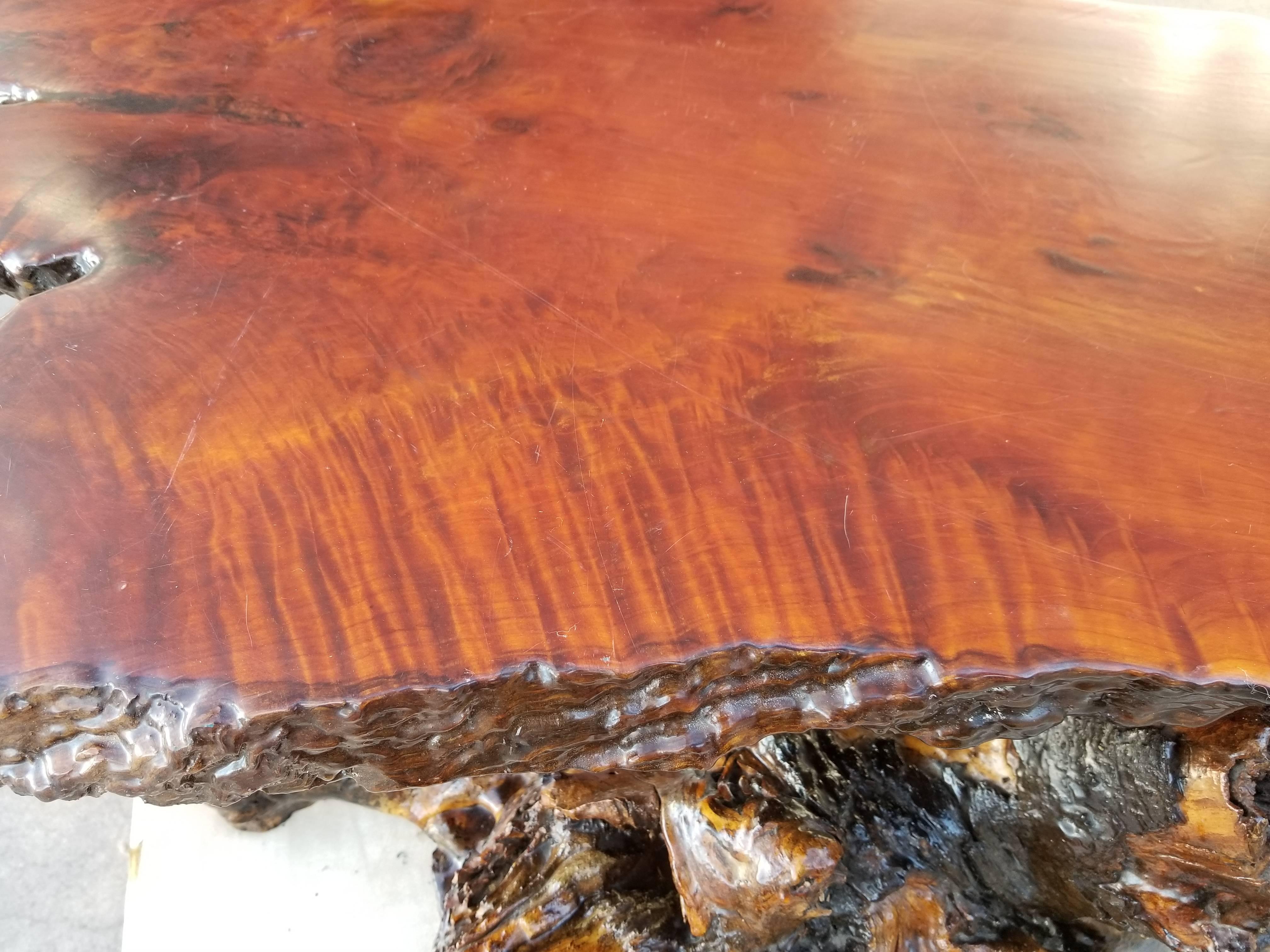 redwood burl coffee table for sale
