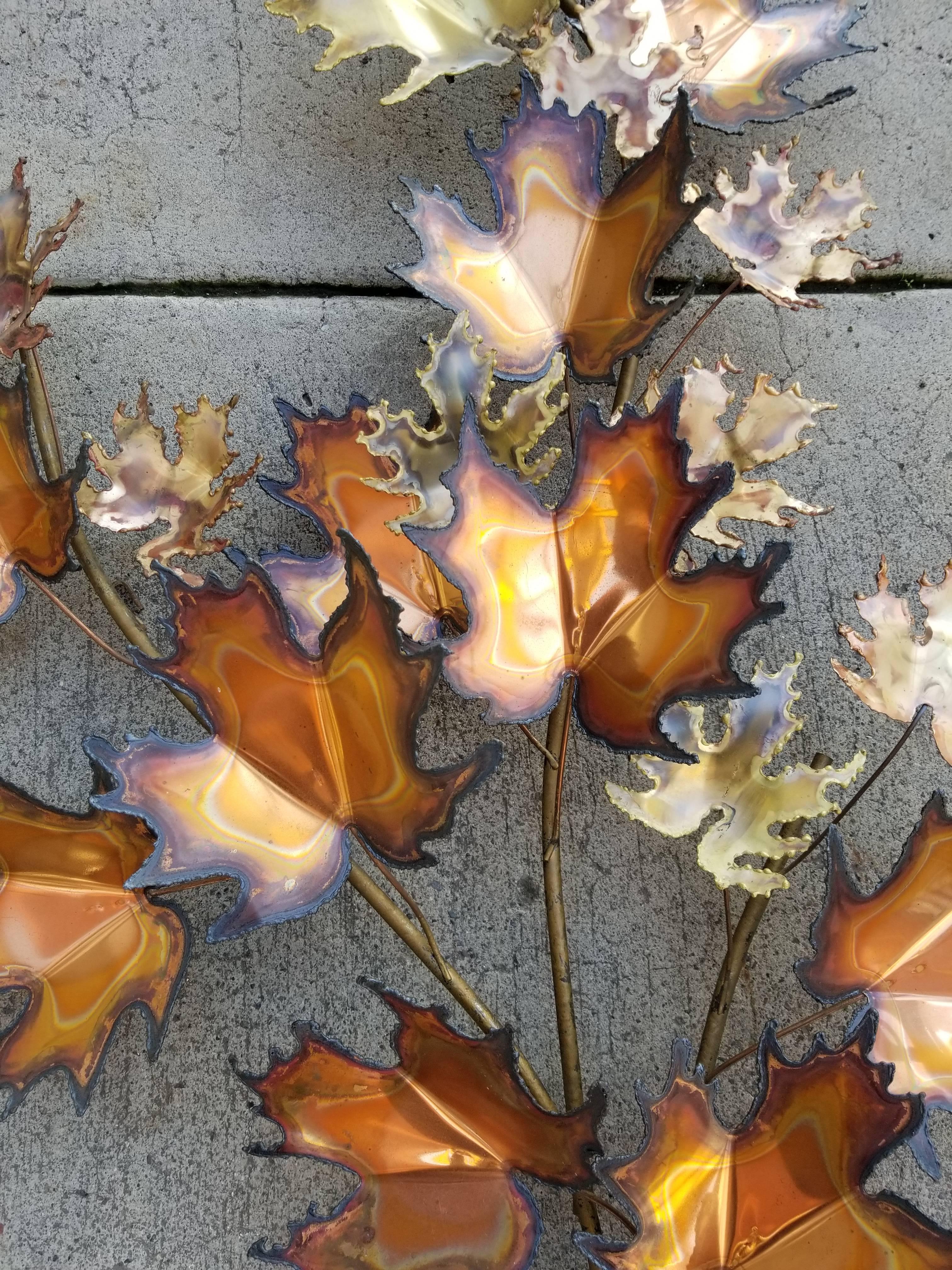 Brutalist Maple Leaf Wall Sculpture by Curtis Jere For Sale