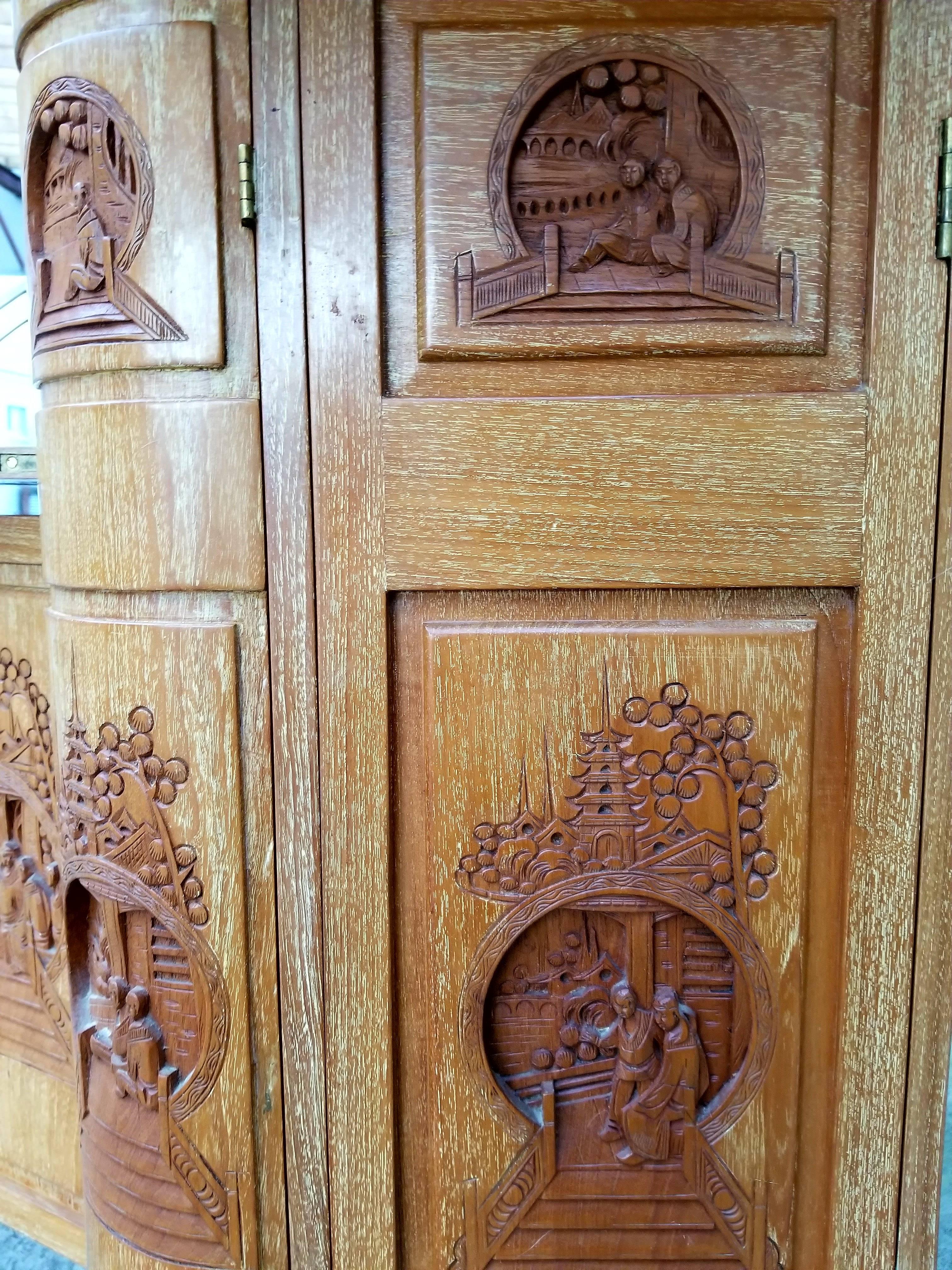 20th Century Hand-Carved Asian Dry Bar