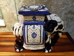 Ceramic Elephant Garden Stool