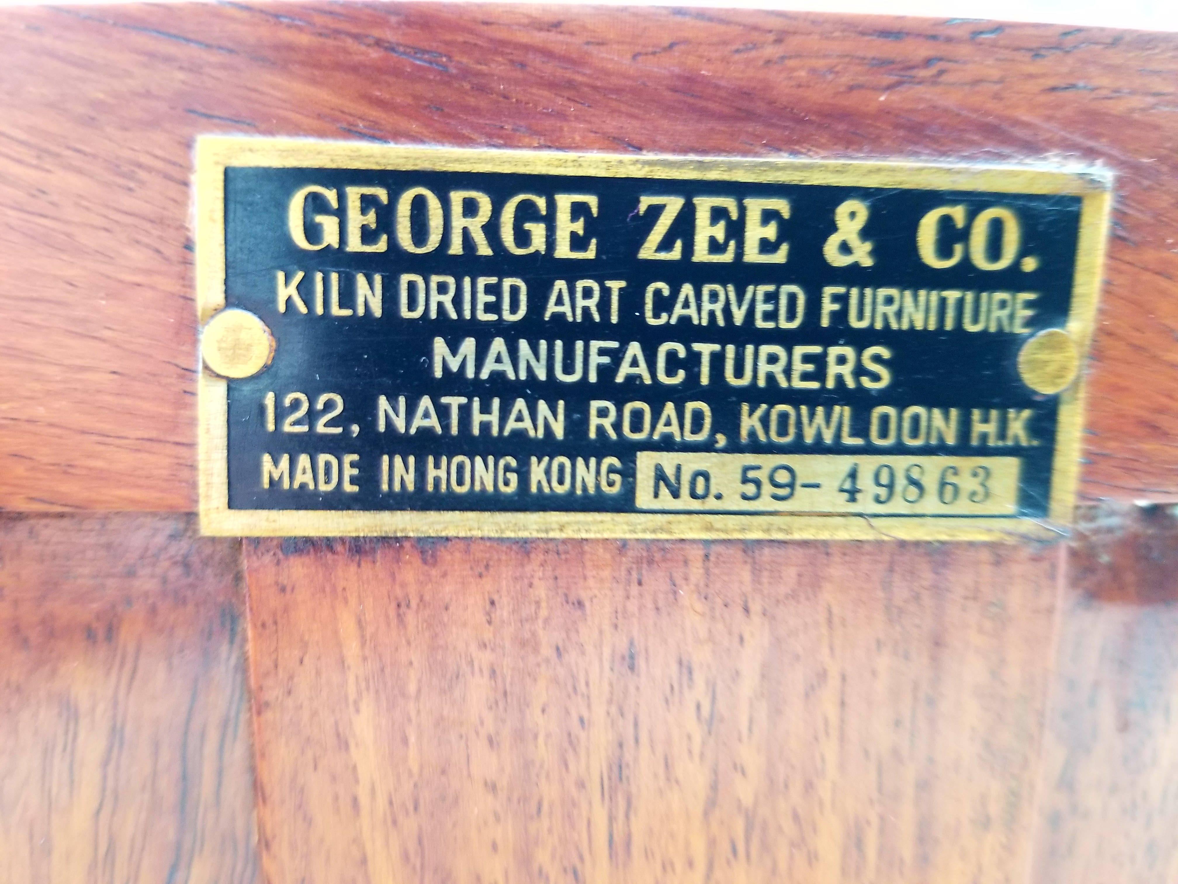 Asian Carved Hardwood Server by George Zee In Excellent Condition In Fulton, CA