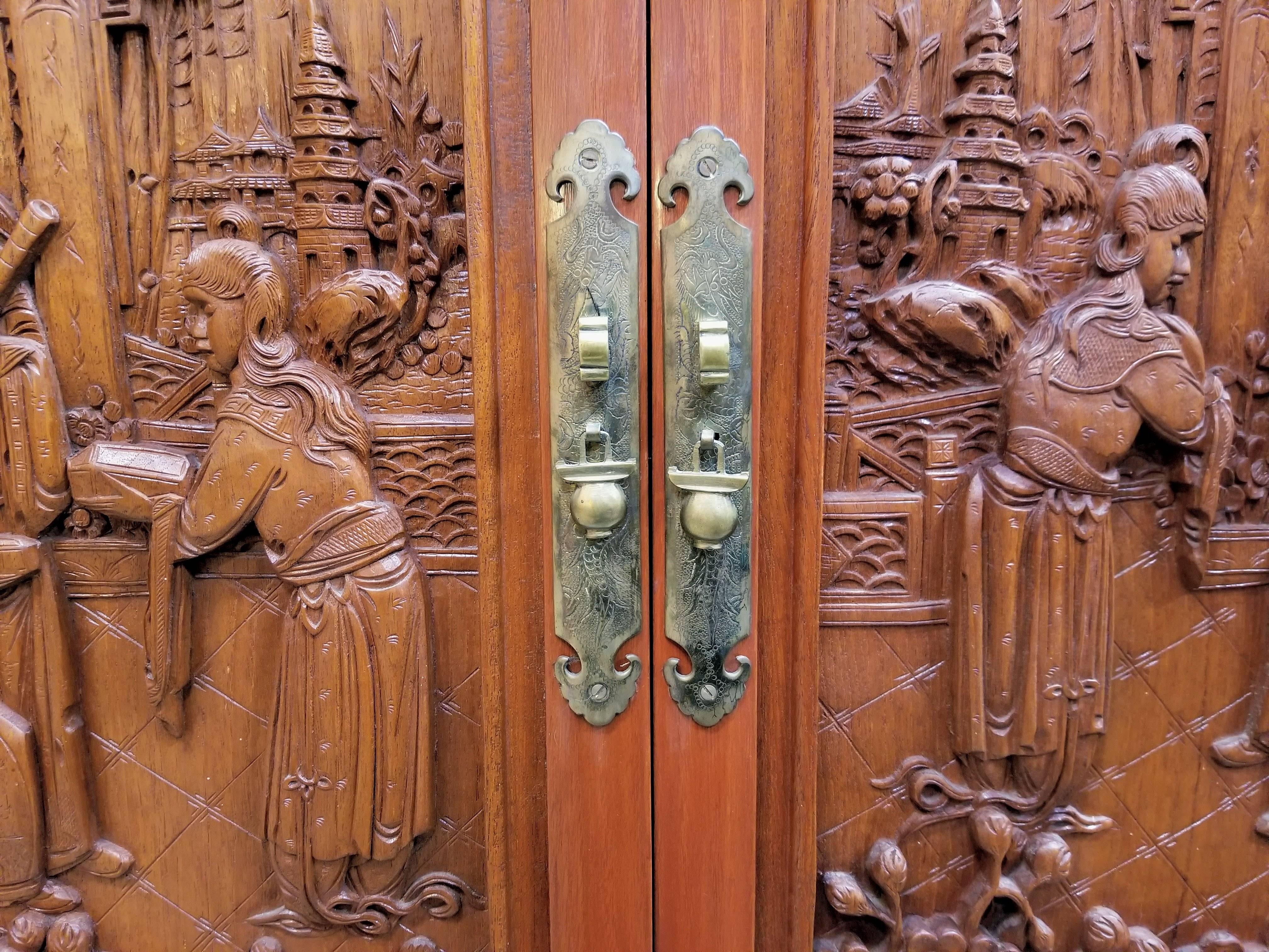 Hong Kong Profusely Carved Asian Fitted Cabinet by George Zee