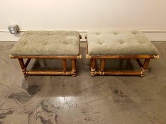 Bamboo Ottomans or Stools by McGuire Furniture