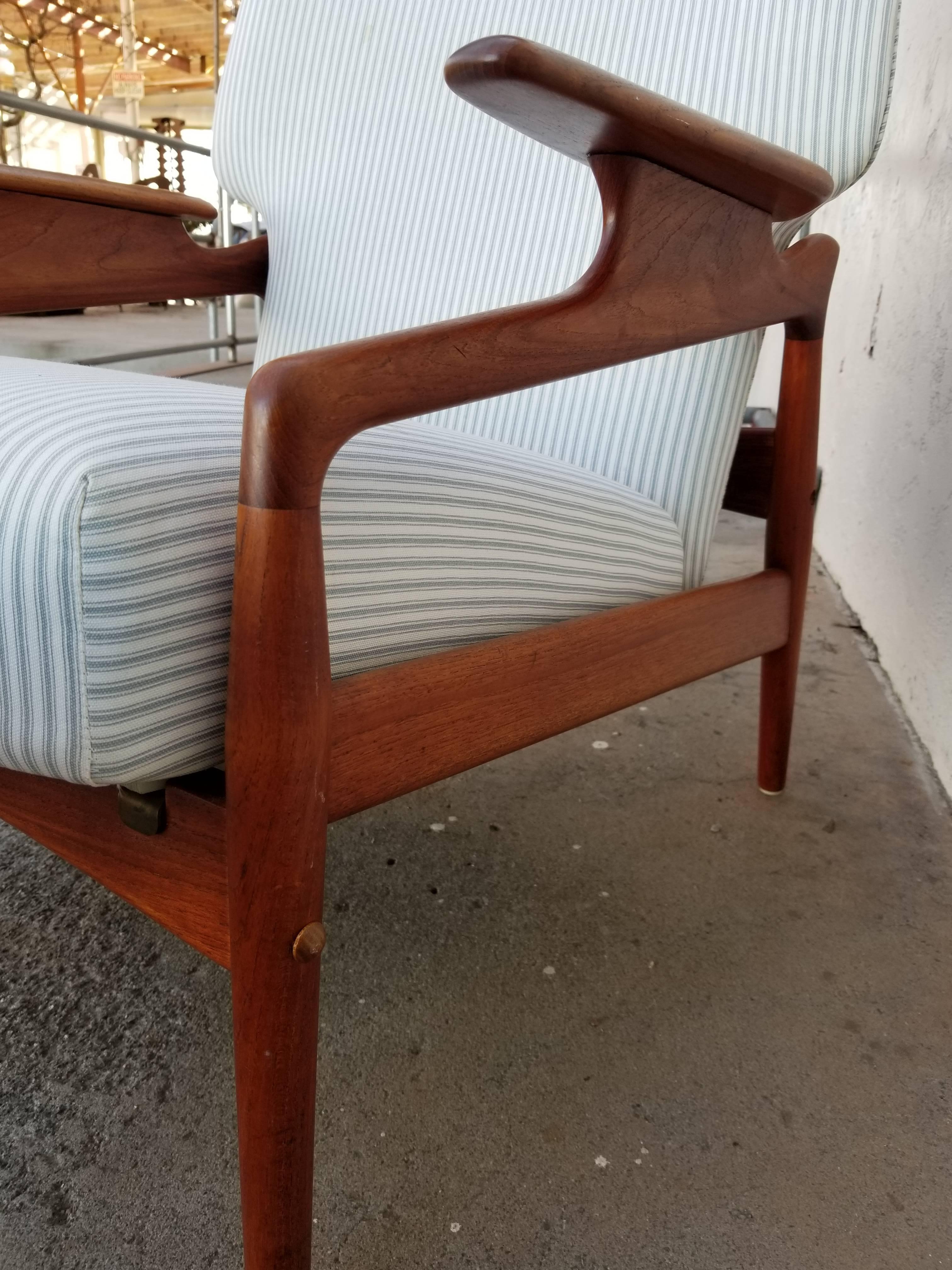 Danish Modern Teak Lounge Chair & Foot Stool 1