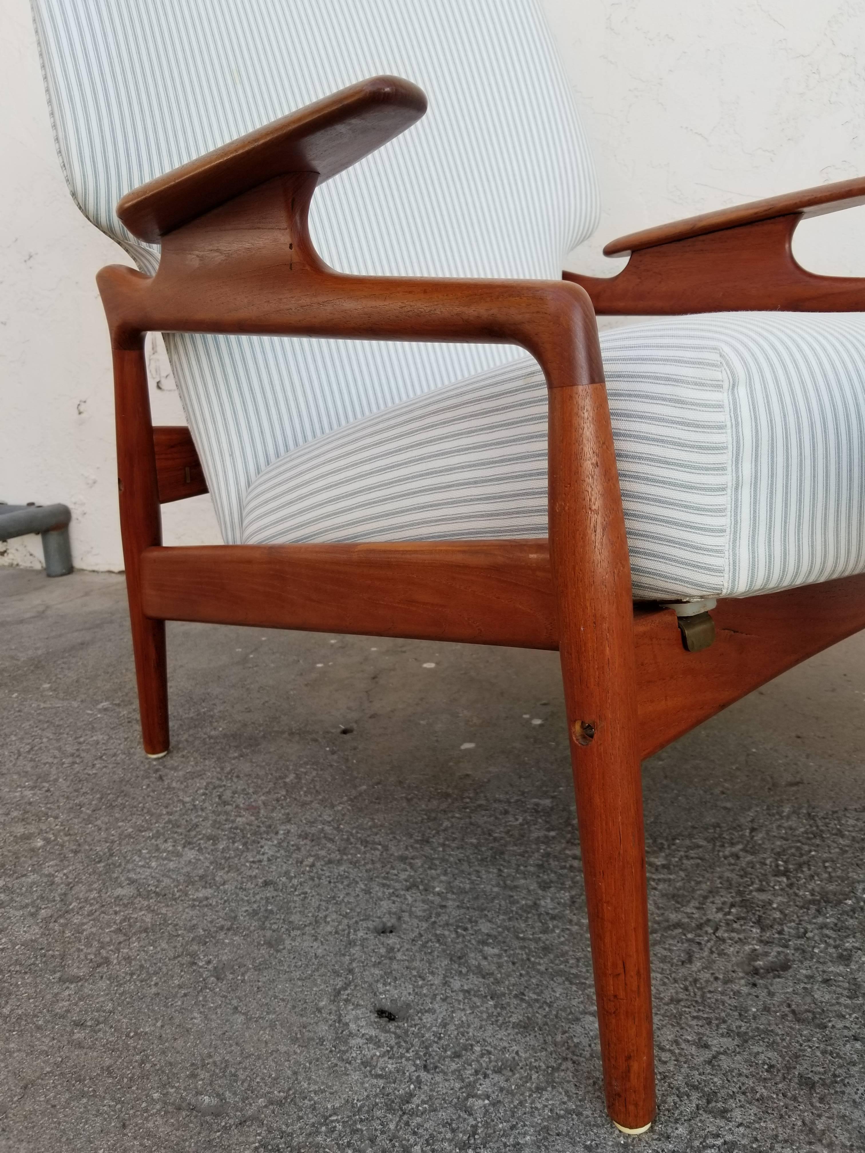 Danish Modern Teak Lounge Chair & Foot Stool 2