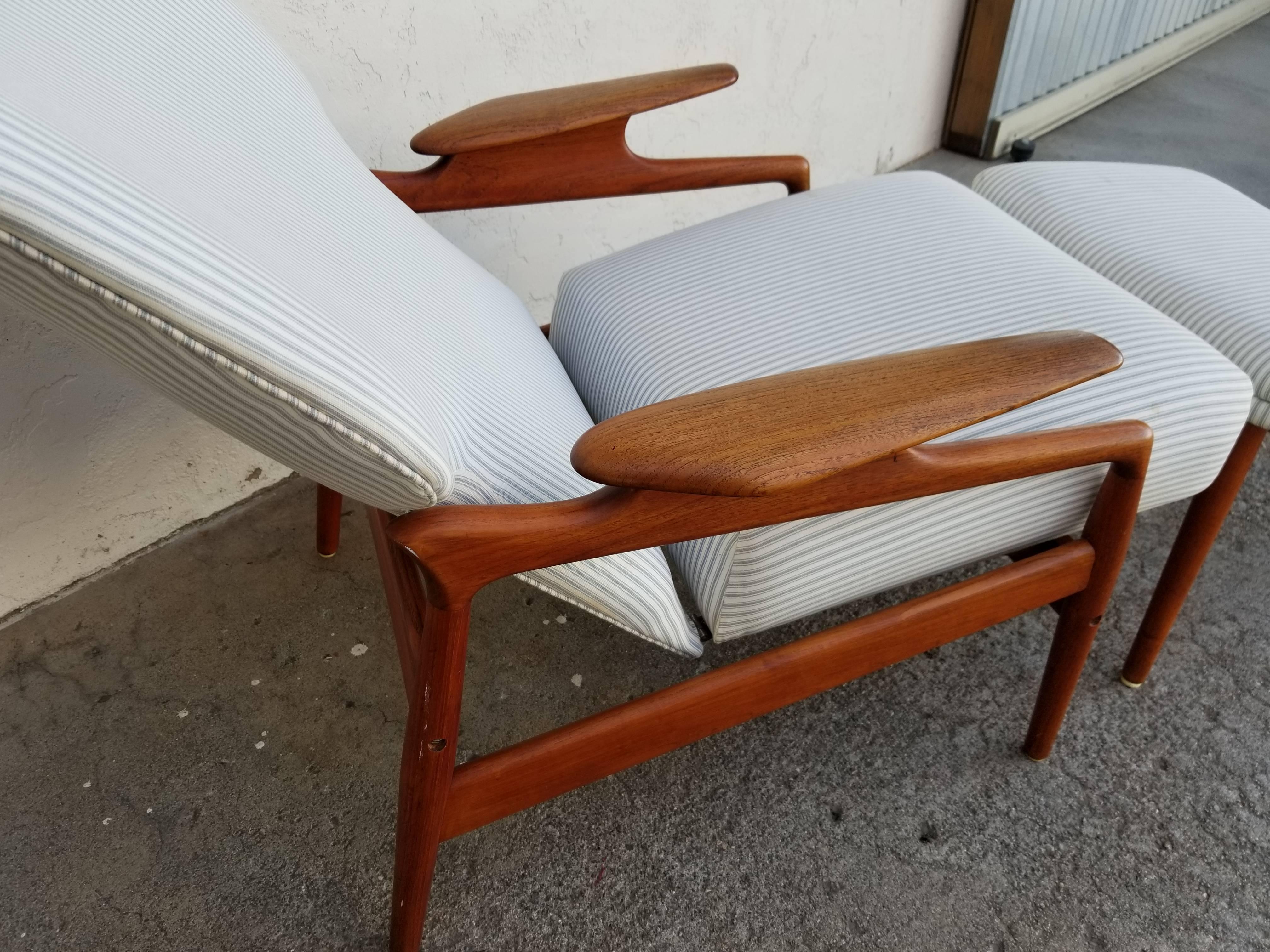 Scandinavian Modern Danish Modern Teak Lounge Chair & Foot Stool