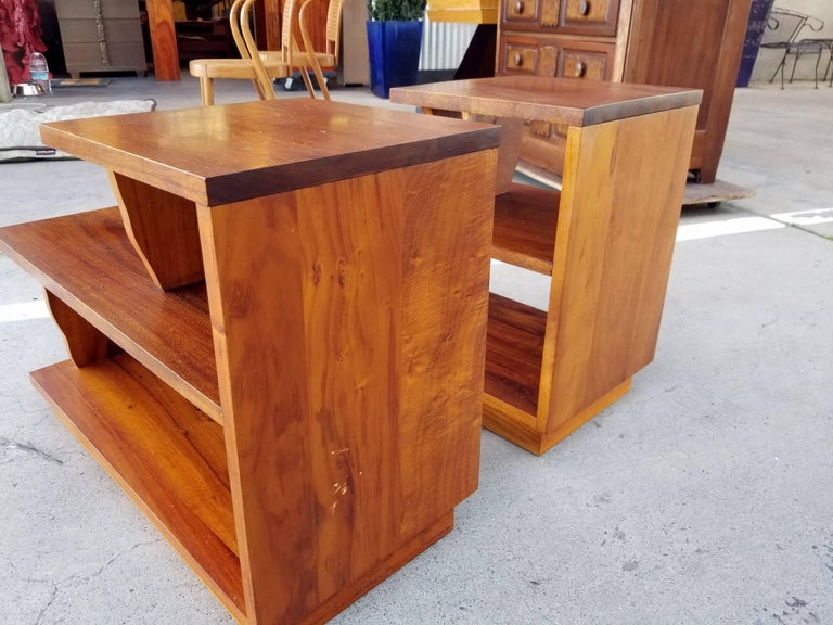 Pair of Hawaiian Koa Step End Tables at 1stDibs