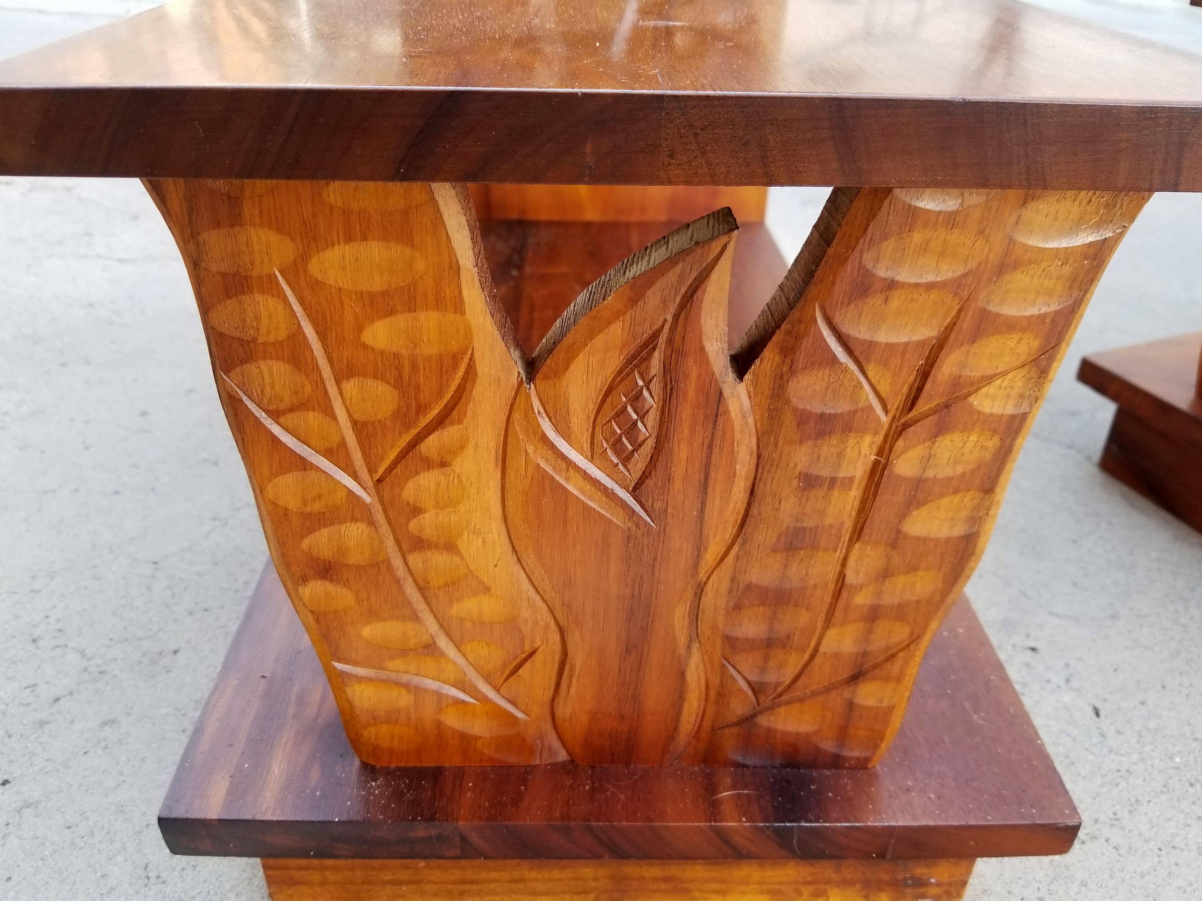 Hardwood Pair of Hawaiian Koa Step End Tables