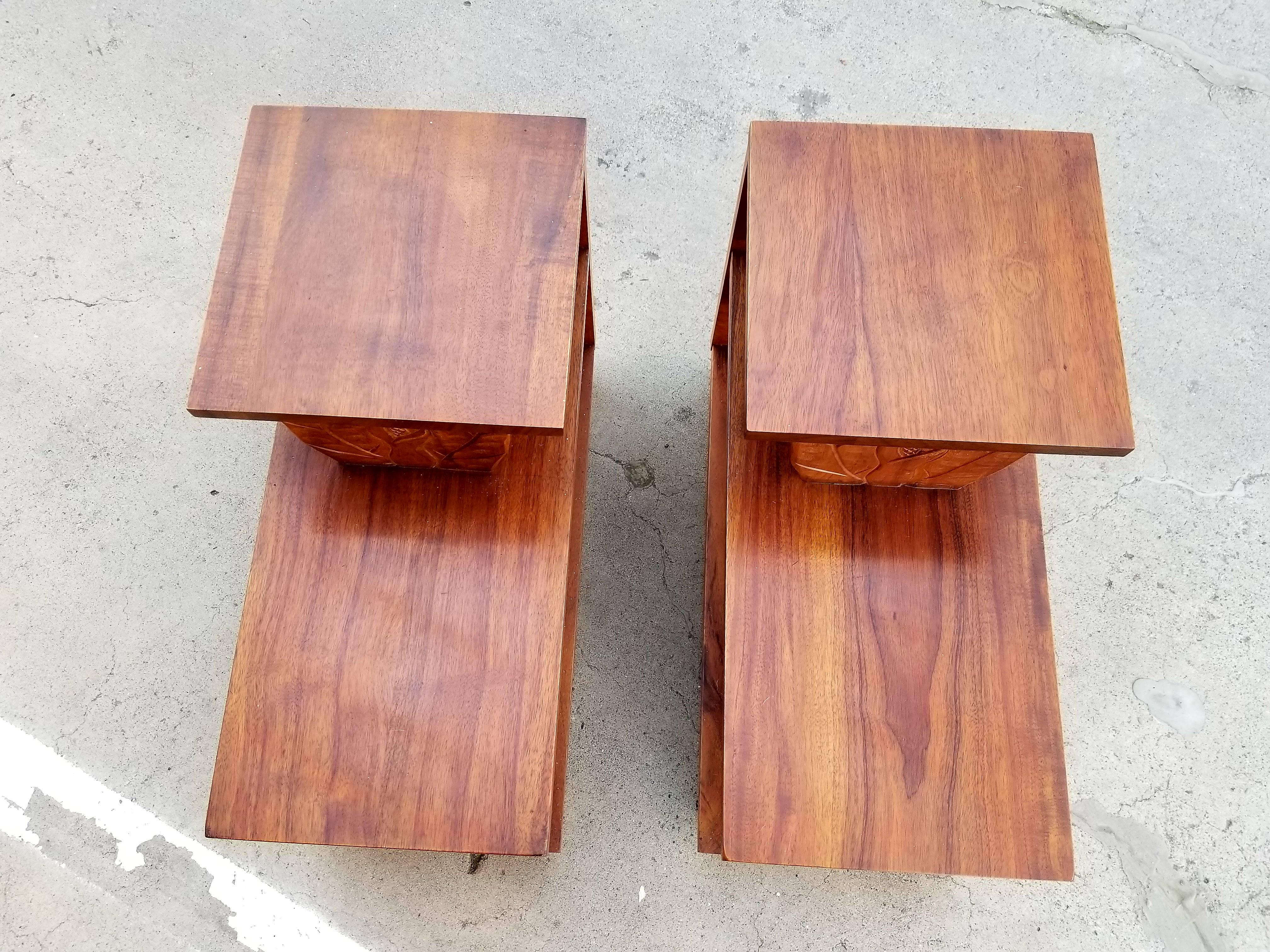 Pair of Hawaiian Koa Step End Tables 3