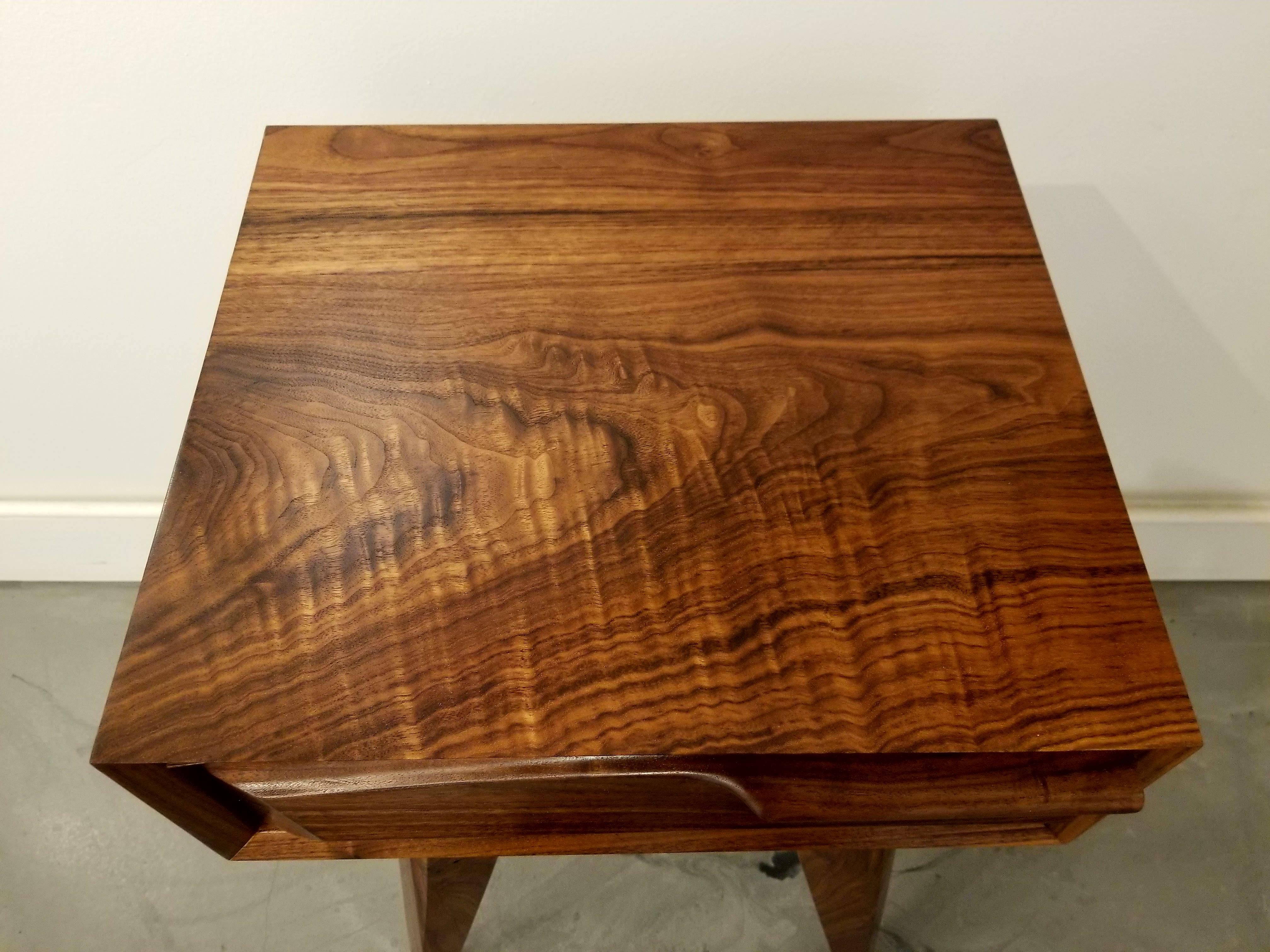 Organic Modern California Artisan Figured Walnut End Table