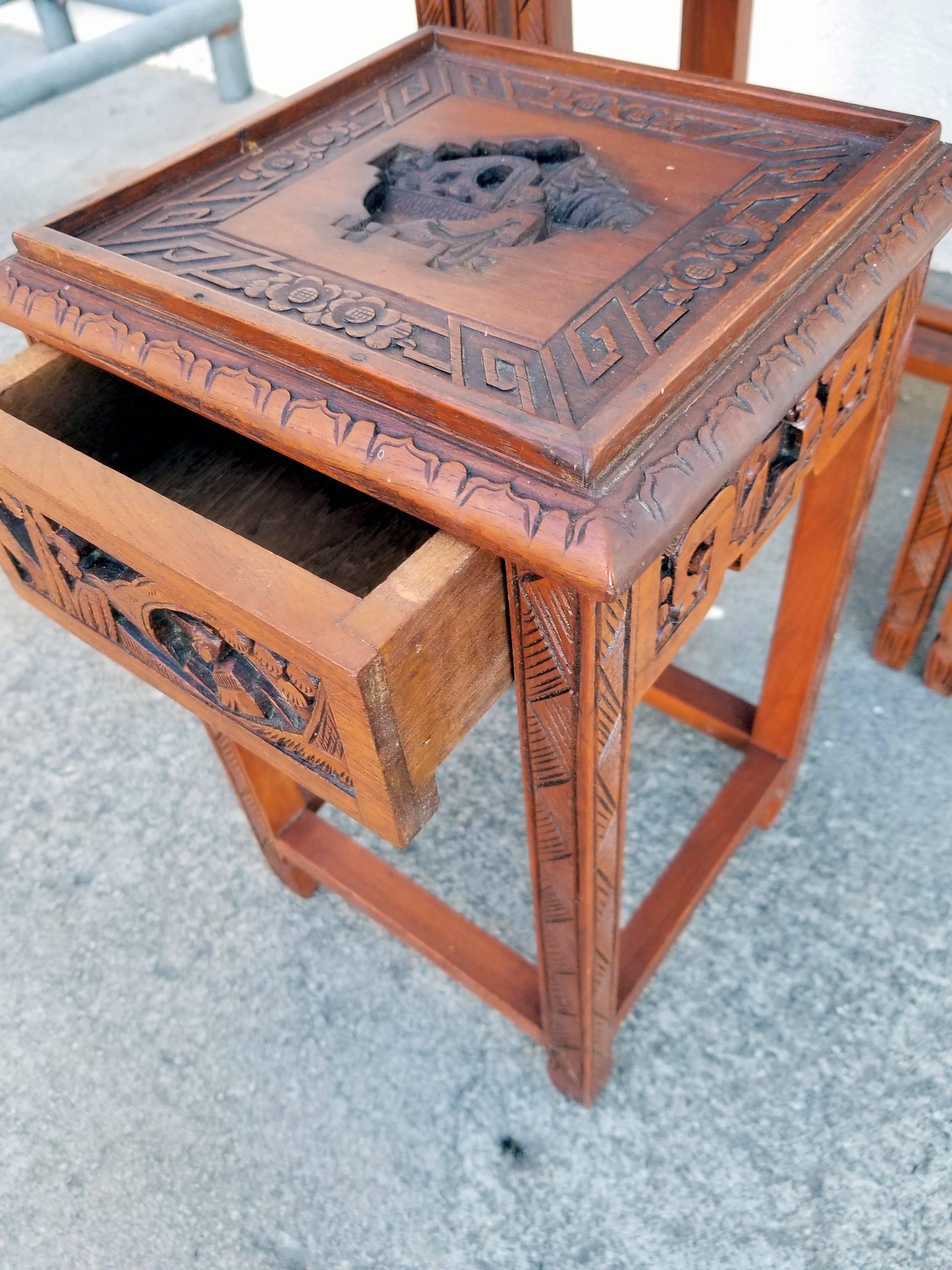 Carved Chinese Nesting Tables Set of Four For Sale 1