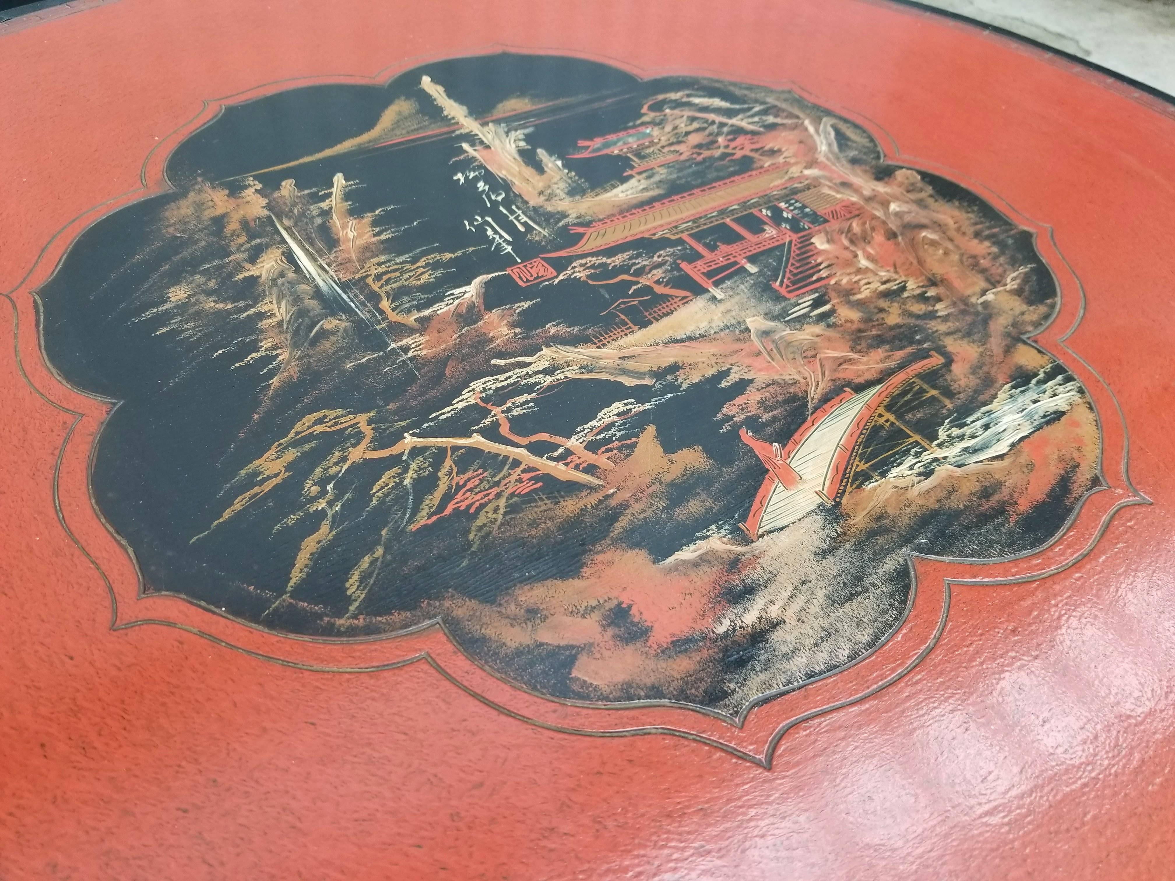 Chinese Red Lacquer Coffee Table For Sale 1