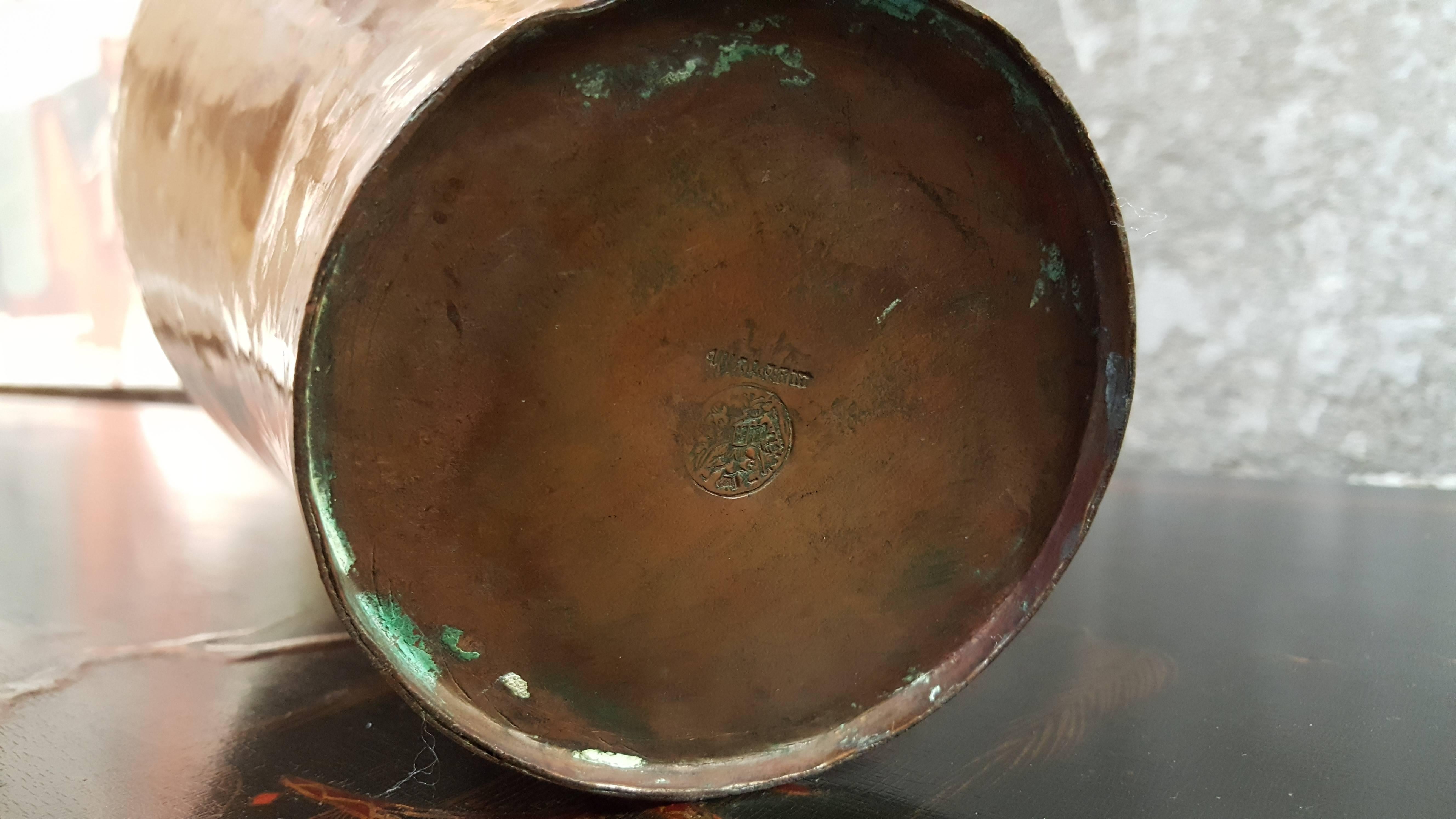 Early 20th Century Hammered Copper Amphora Vase For Sale 1