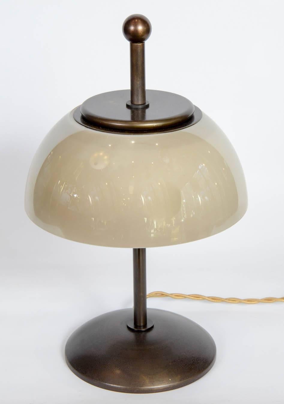 Pair of lamps with opaline shade.