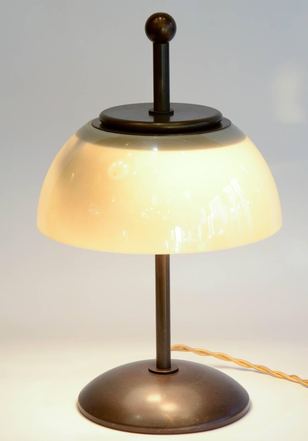 Opaline Glass Pair of Mushroom Lamps