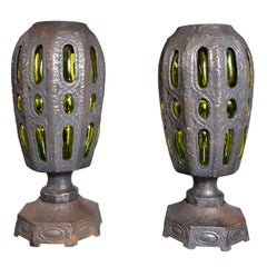 Awesome Pair of Solid Bronze Lamps Attributed to Robert Phandeve