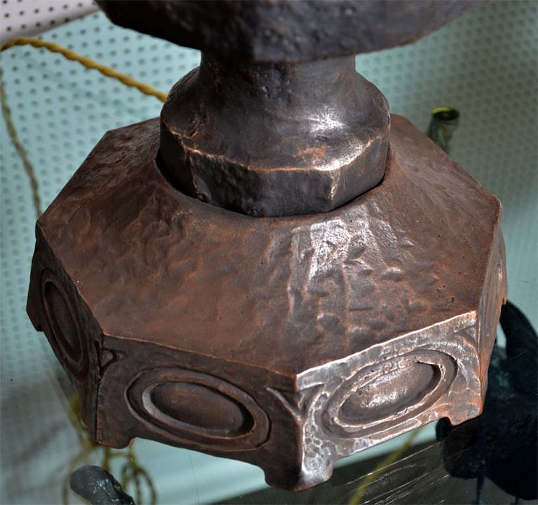 Awesome Pair of Solid Bronze Lamps Attributed to Robert Phandeve For Sale 3