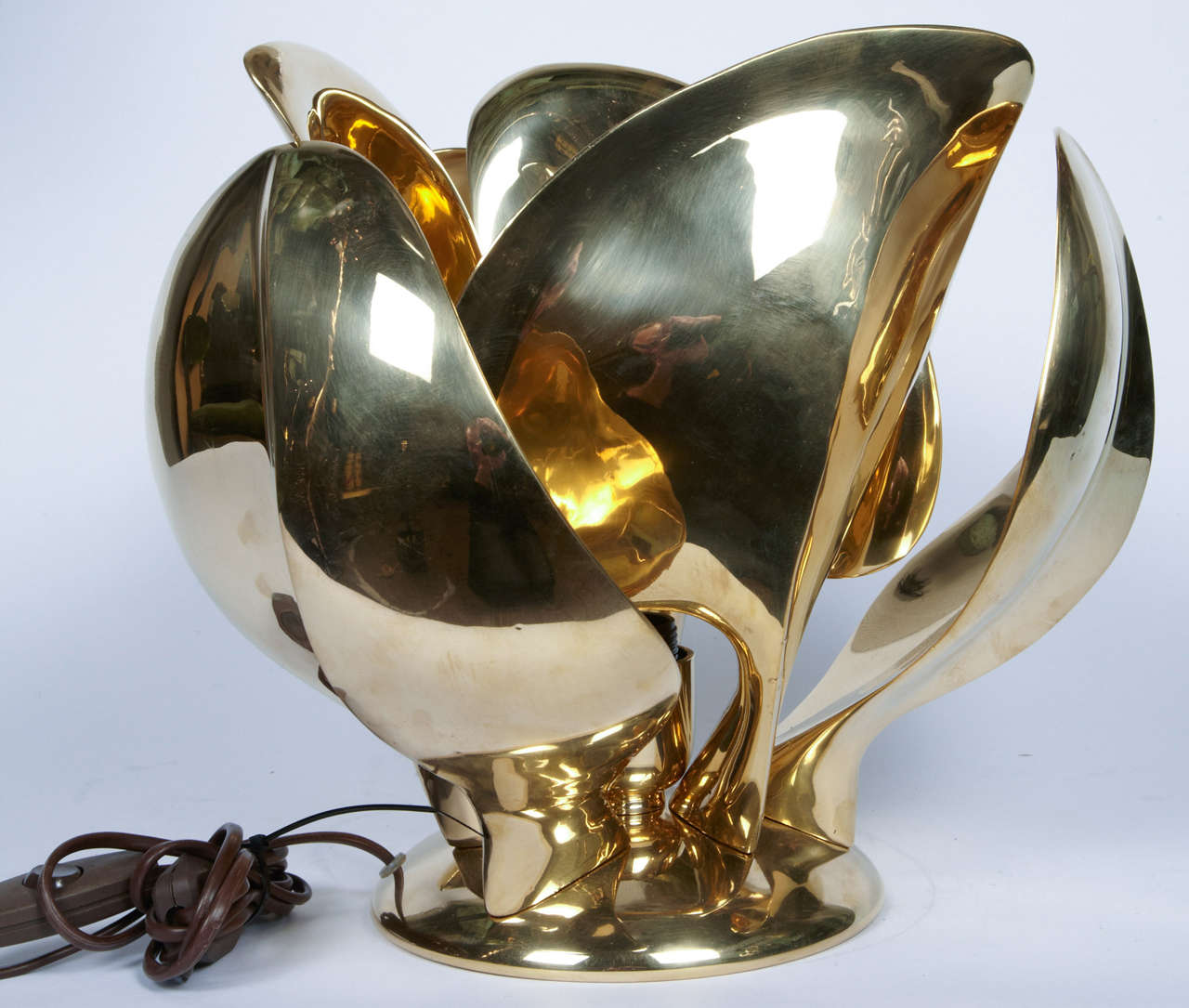 This is a rare and fantastic 1970s sculptural lamp in polished solid bronze.