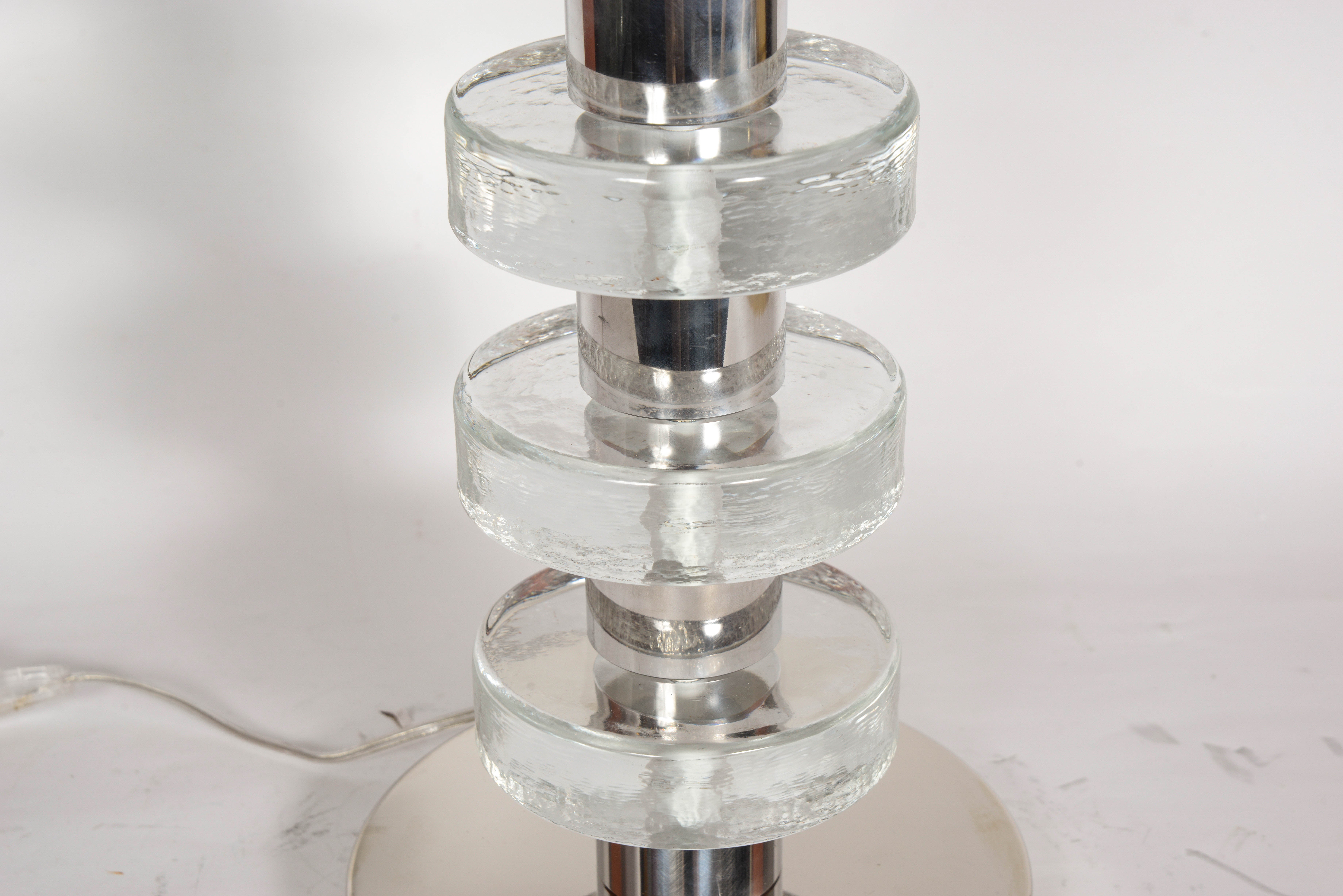 Glass Pair of Lamps Attributed to Jacques Adnet For Sale