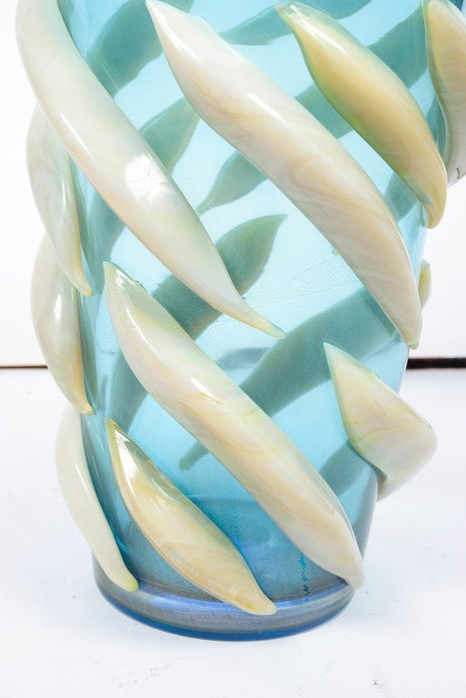 Italian Pair of Murano Glass Vases, Signed Giulio Ferro