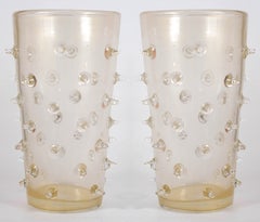 Pair of Murano Glass Vases Signed