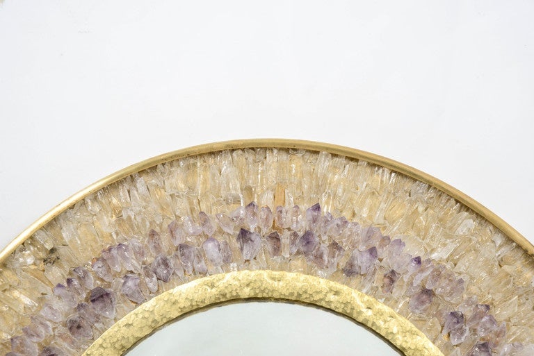 Pair of mirrors with inclusion of rock crystal and amethyst.
Can be sold one by one.