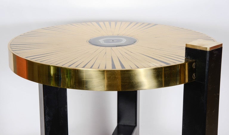 Brass Pair of side tables by Sauvage