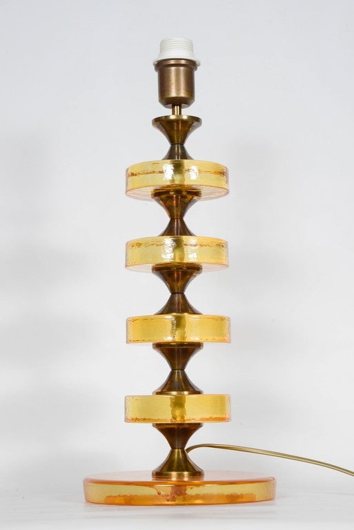 Brass Pair of Lamps in the Style of Jacques Adnet