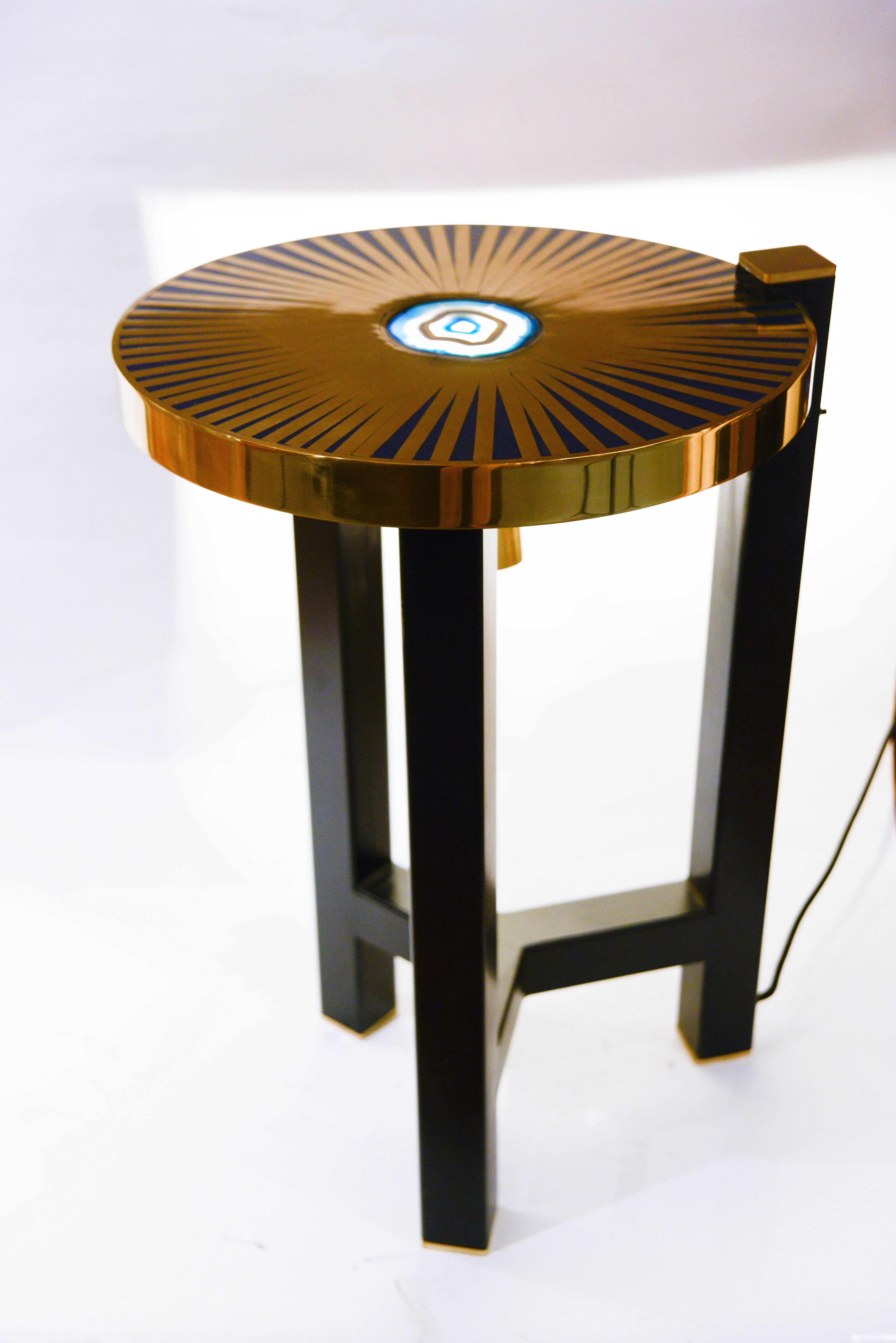 Agate Fantastic Pair of Lighting Side Tables by Dessauvage