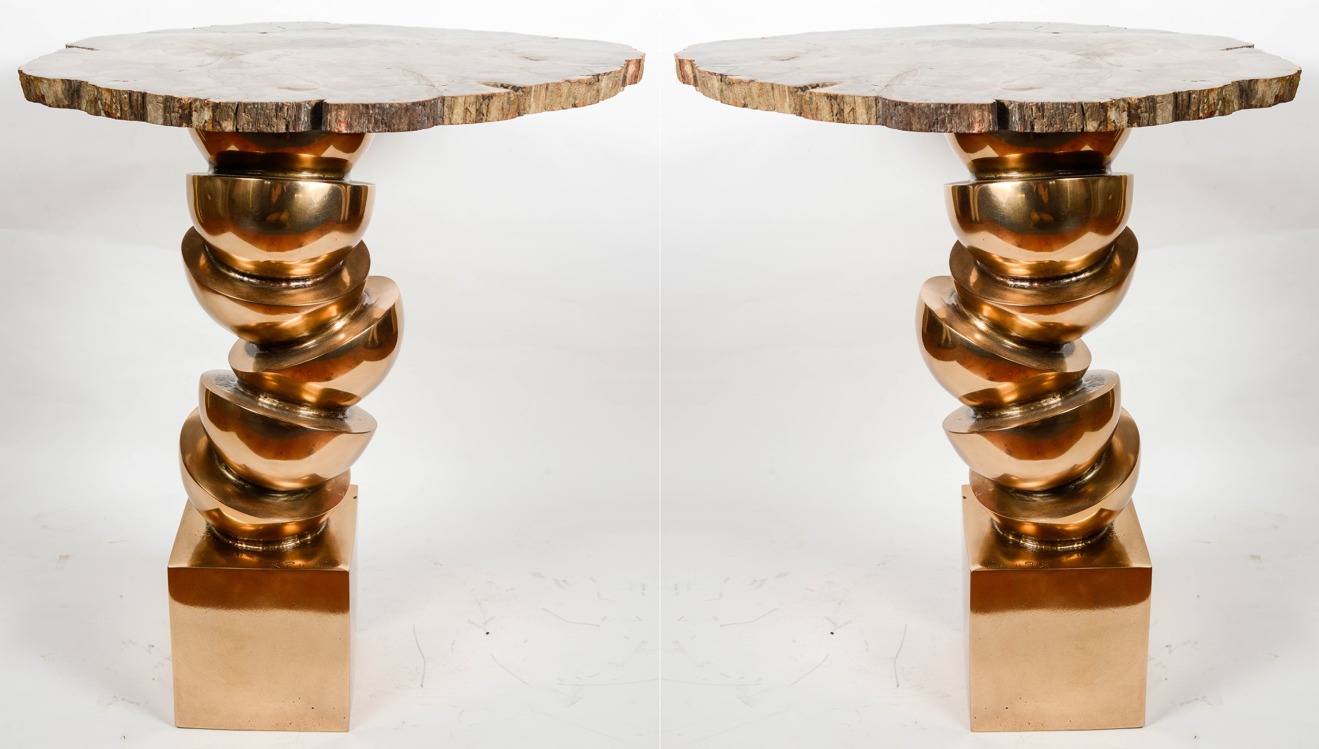 Pair of Bronze Side Tables by Robert Phandeve