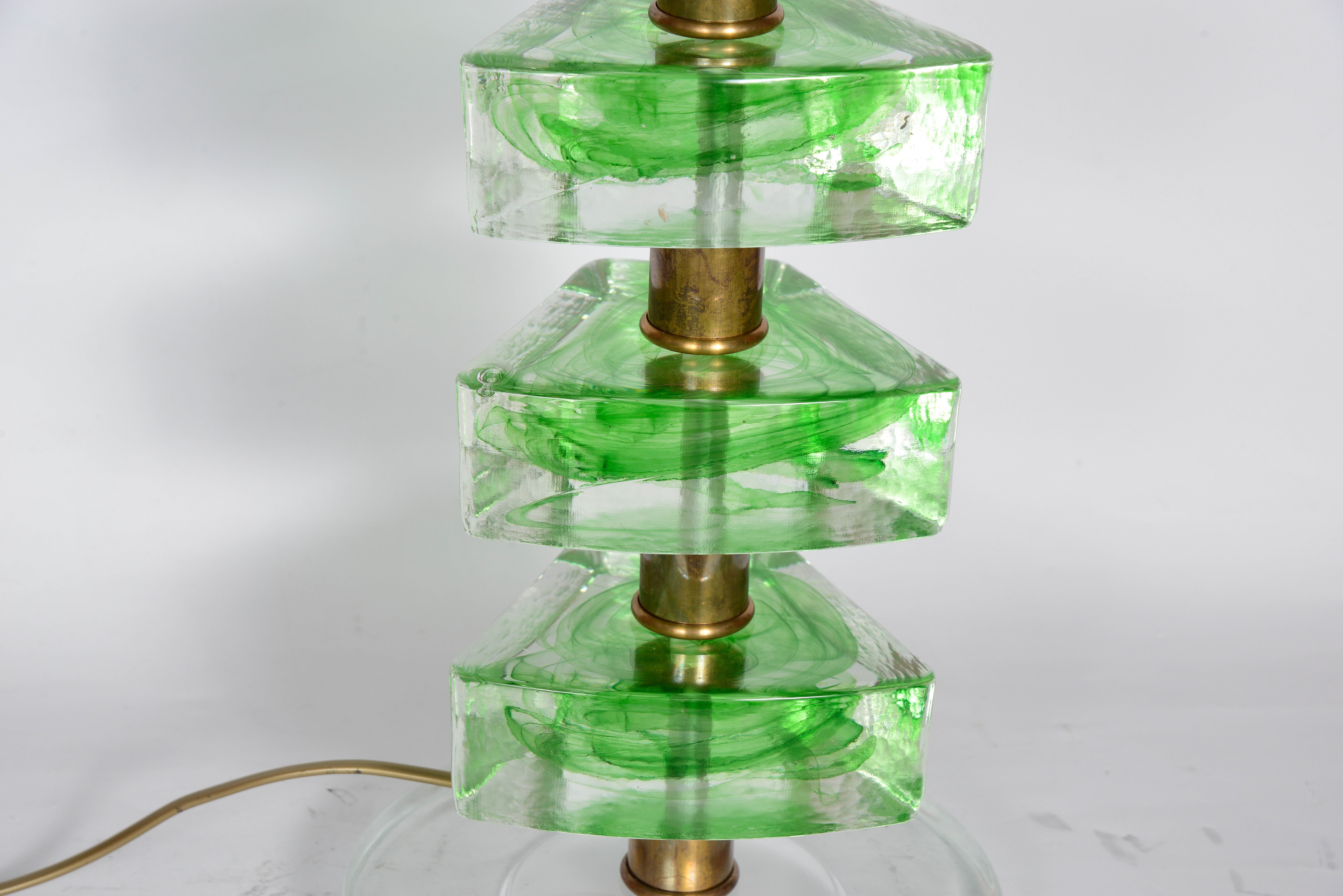 Italian Pair of Murano Glass Table Lamps For Sale