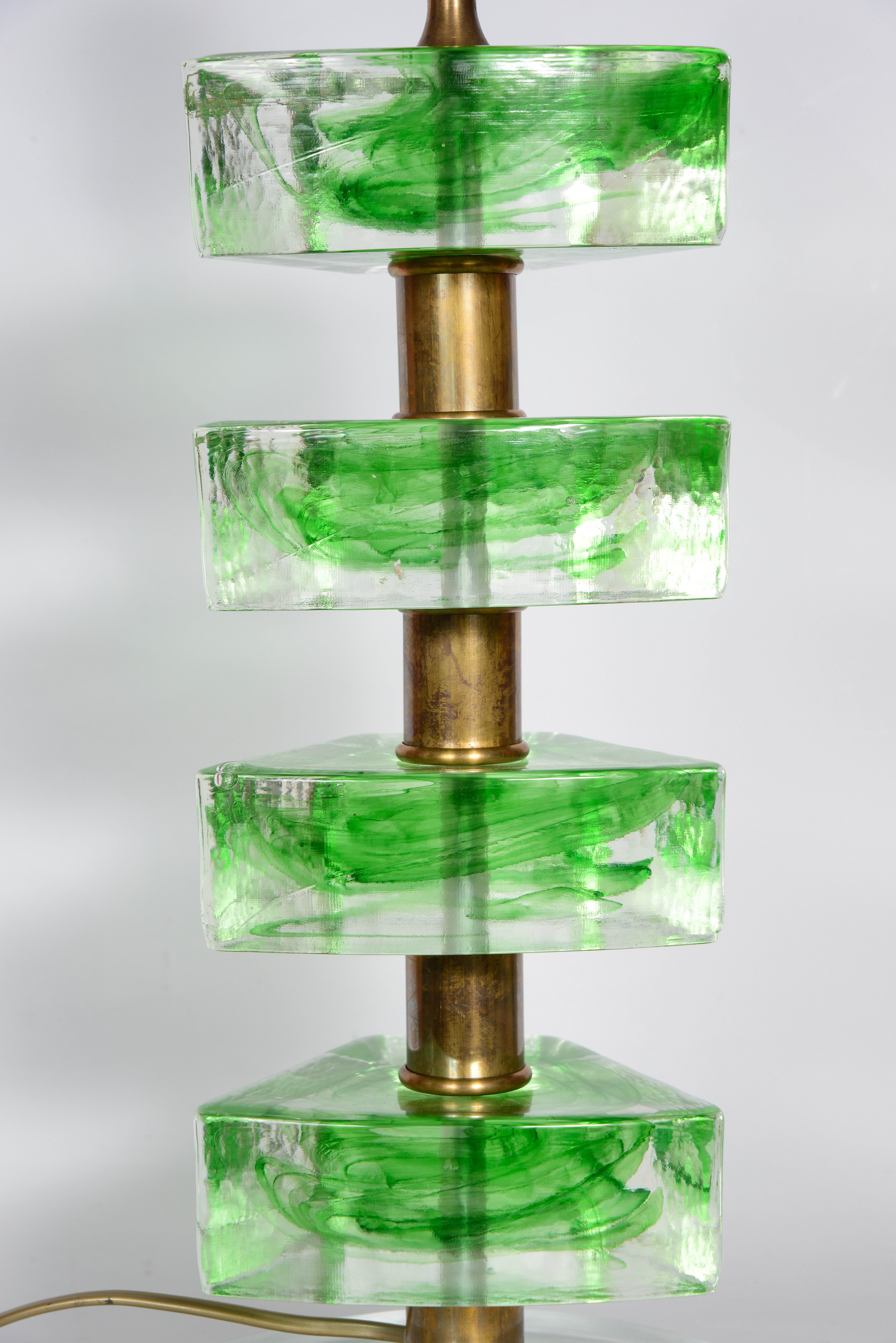 Late 20th Century Pair of Murano Glass Table Lamps For Sale