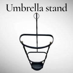 1950's Stitched leather umbrella stand by Jacques Adnet