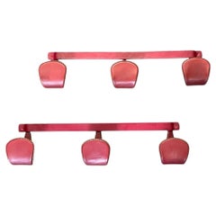 1950's Pair of stitched leather coat rack by Jacques Adnet