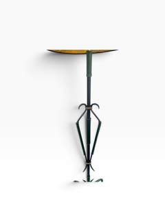 Lampadaire en cuir surpiqué des années 50 par Jacques Adnet
