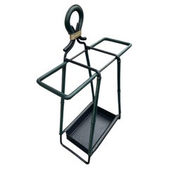 1950's Stitched leather umbrella stand by Jacques ADNET