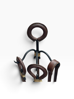 Cheminées en cuir cousu des années 1950, signées Jacques ADNET