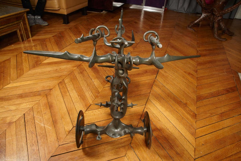 1970s Solid Bronze Sculpture by Victor Roman In Excellent Condition For Sale In Bois-Colombes, FR