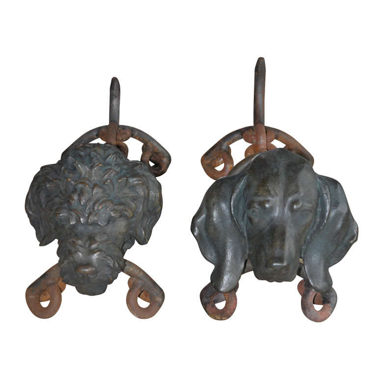 Two 1939 Dog Andirons Signed by Dupond