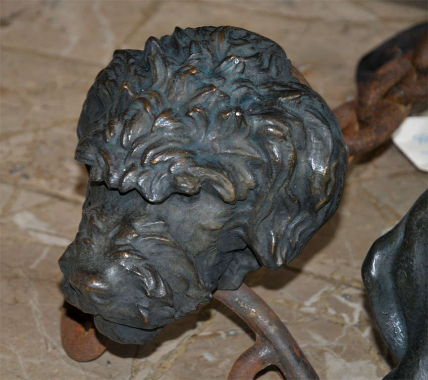 French Two 1939 Dog Andirons Signed by Dupond For Sale