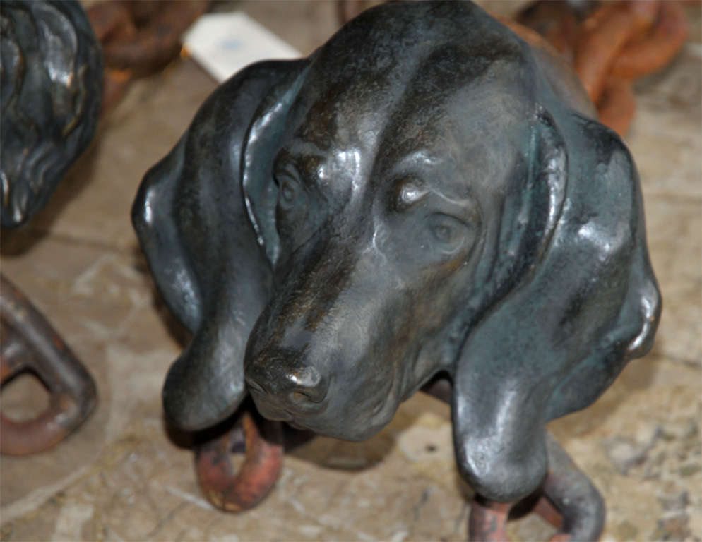 Two 1939 Dog Andirons Signed by Dupond In Good Condition For Sale In Bois-Colombes, FR