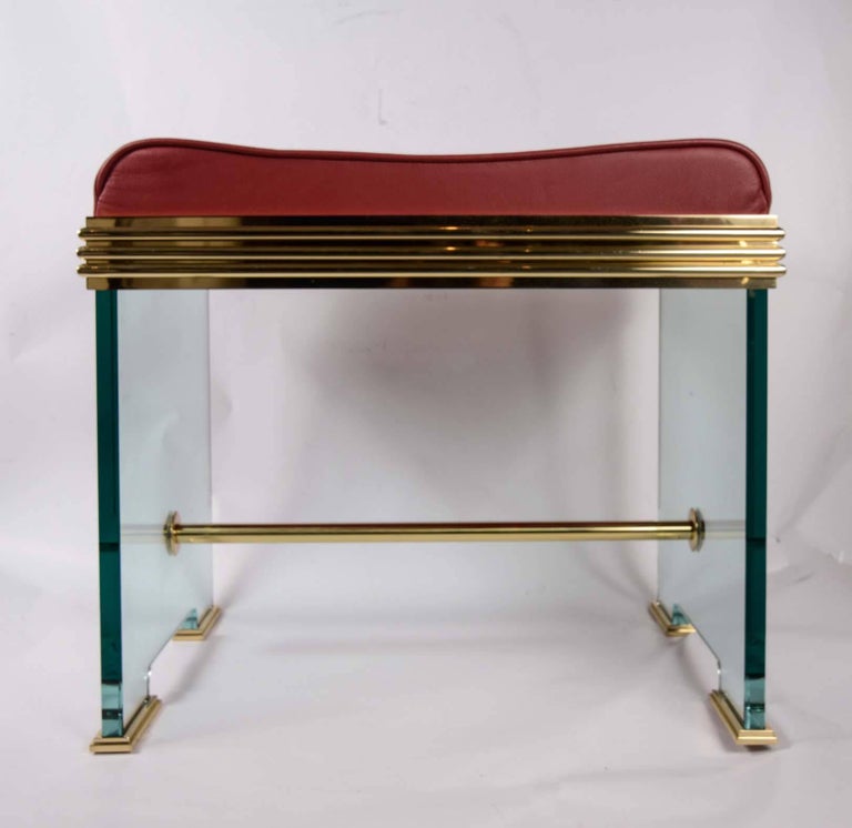 Brass Important Pair of Stools in the Manner of Fontana Arte For Sale
