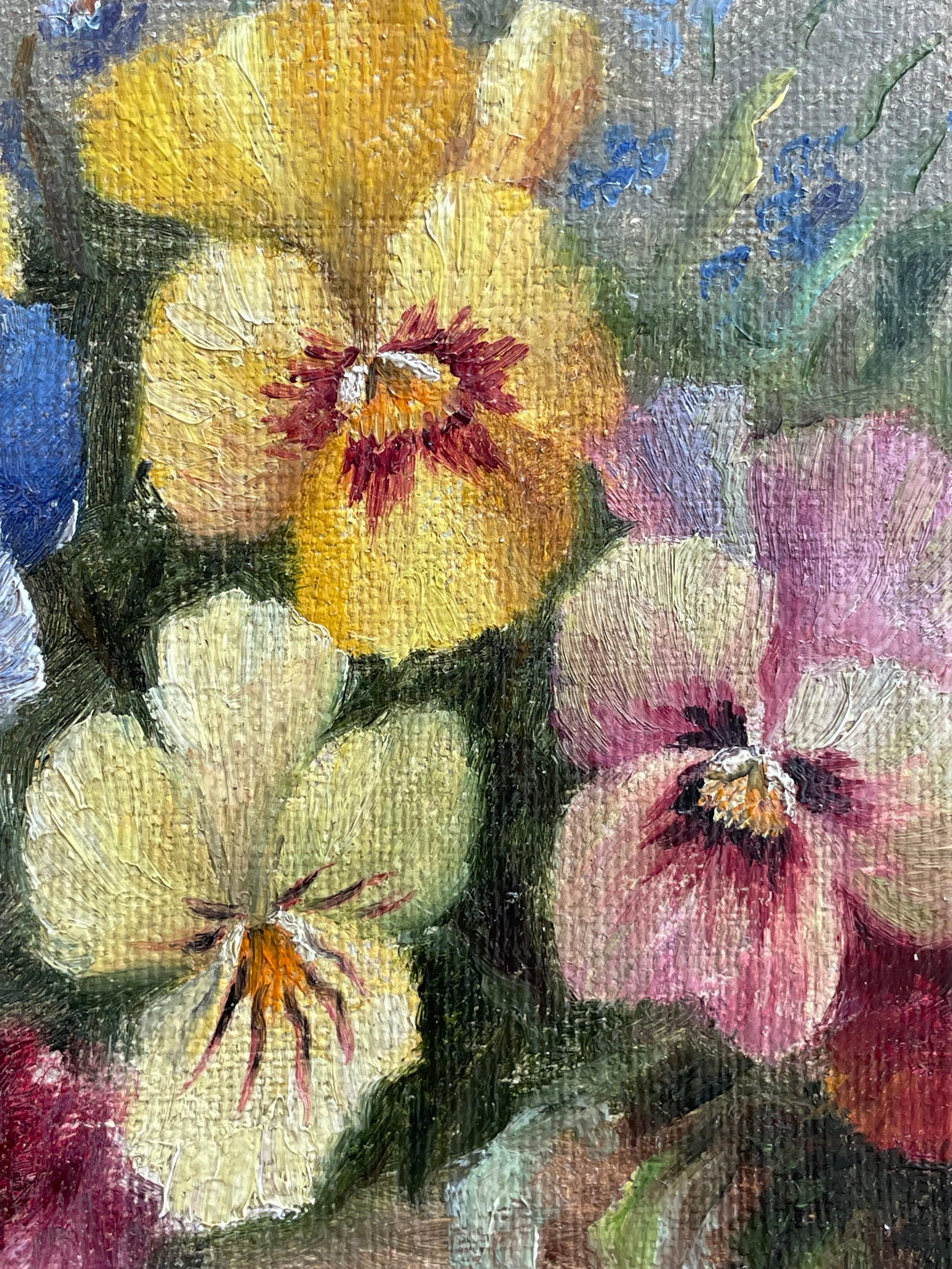 Toile Antique Yelva Vermehren début 20ème siècle nature morte aux fleurs en vente
