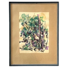 Albert Elmstedt (1895-1976) dessin expressionniste abstrait vintage du milieu du siècle