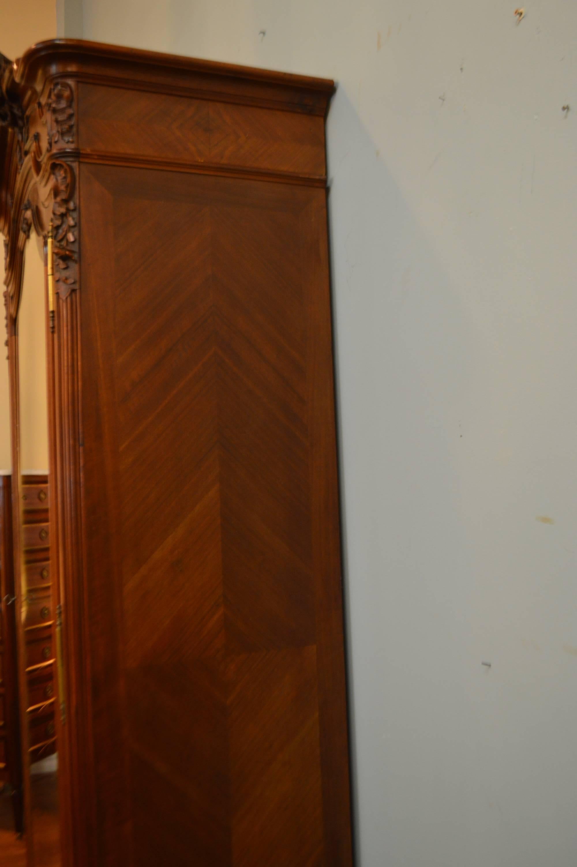 20th Century Louis XV Style Walnut One-Door Armoire