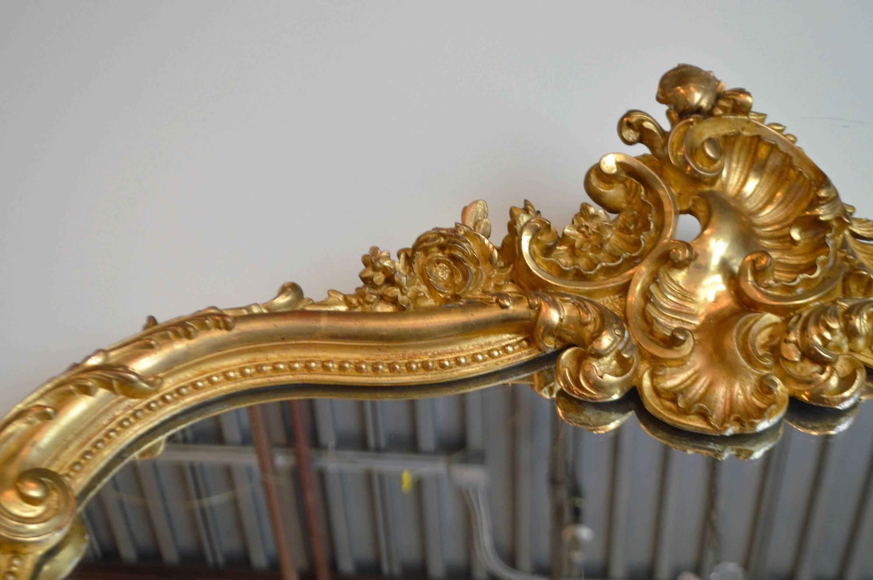 French Louis XV style gilded mirror